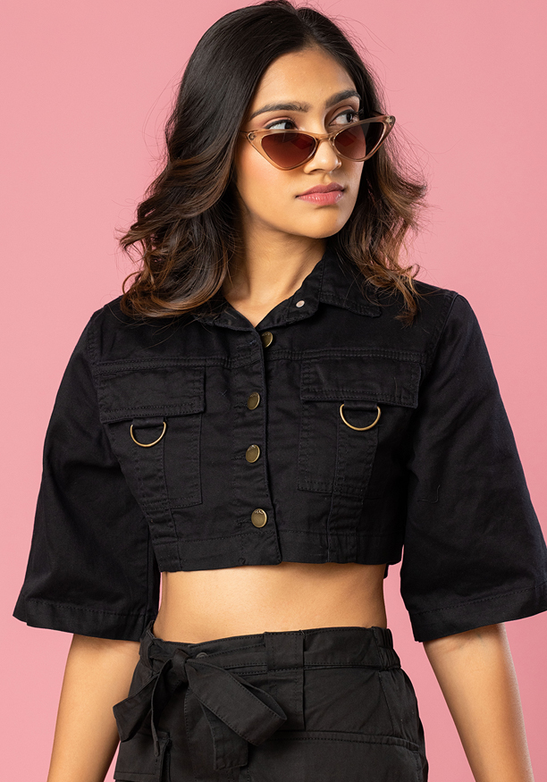 BLACK FEMALE DENIM  JACKET